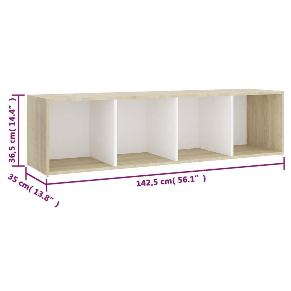 3 pcs conjunto móveis de TV contraplacado branco e carv. sonoma