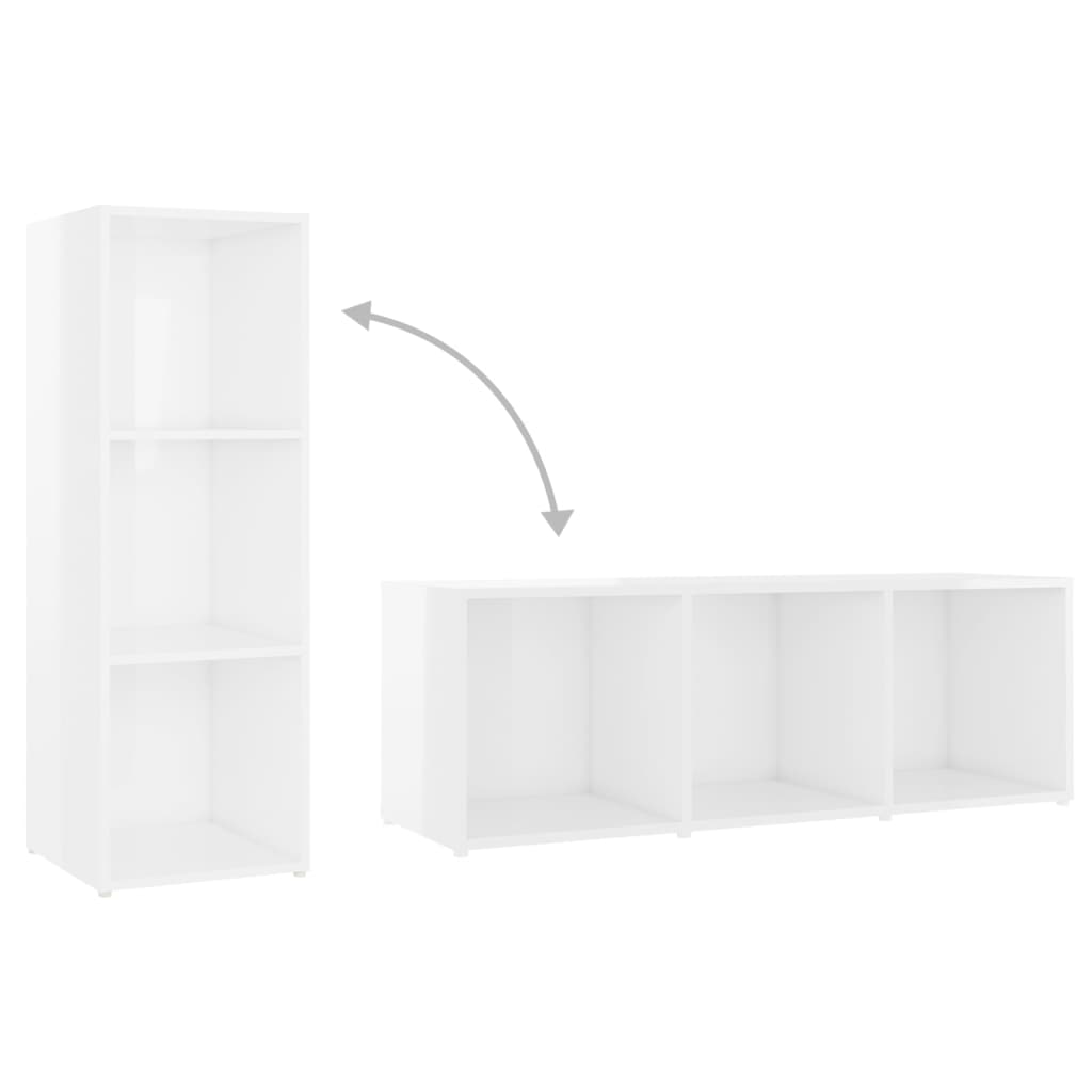 3 pcs conjunto de móveis de TV contraplacado branco brilhante