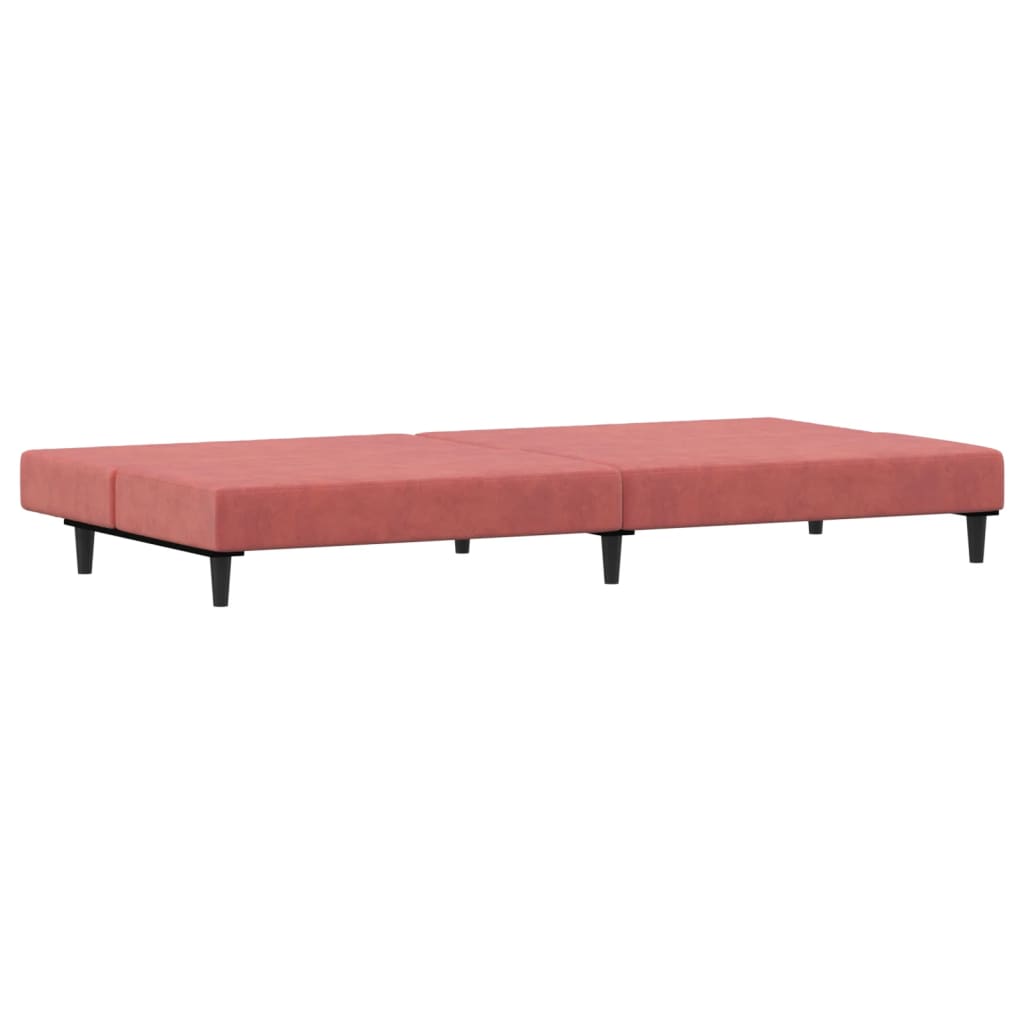 Sofá-cama de 2 lugares veludo rosa