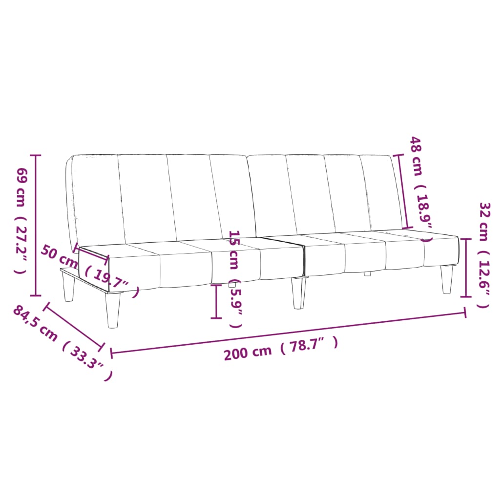 Sofá-cama de 2 lugares tecido cinzento-acastanhado