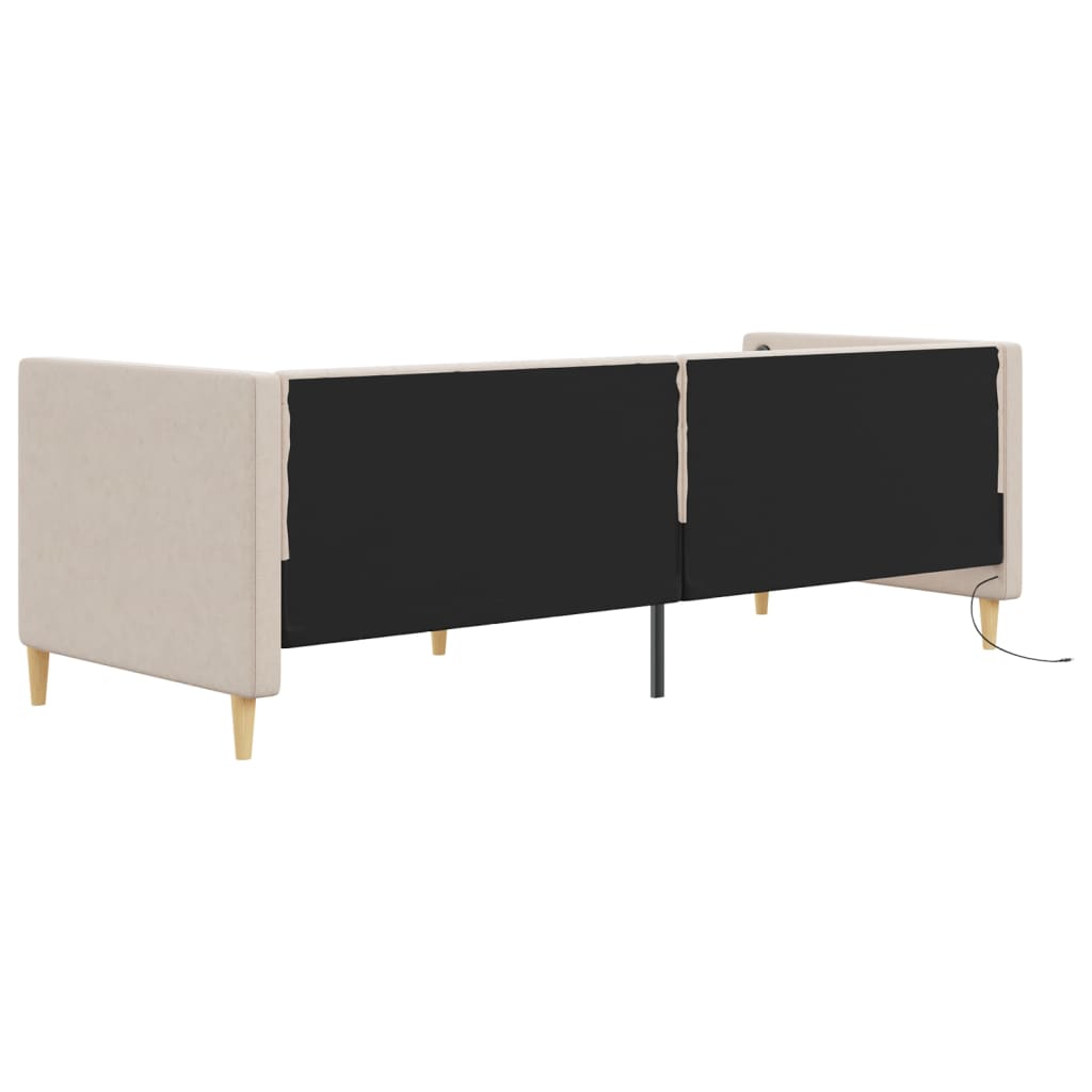 Sofá-cama c/ colchão e saída USB 90x200 cm tecido cor creme