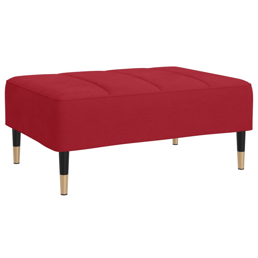 Sofá-cama 2 lug. banco e duas almofadas veludo vermelho tinto