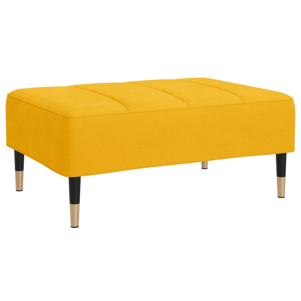 Sofá-cama de 2 lugares com banco/2 almofadões veludo amarelo