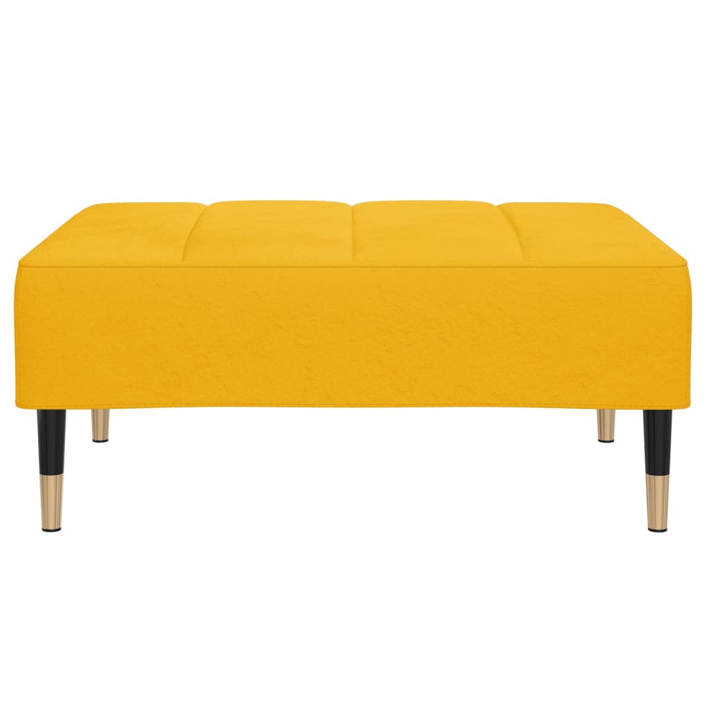 Sofá-cama de 2 lugares com banco/2 almofadões veludo amarelo