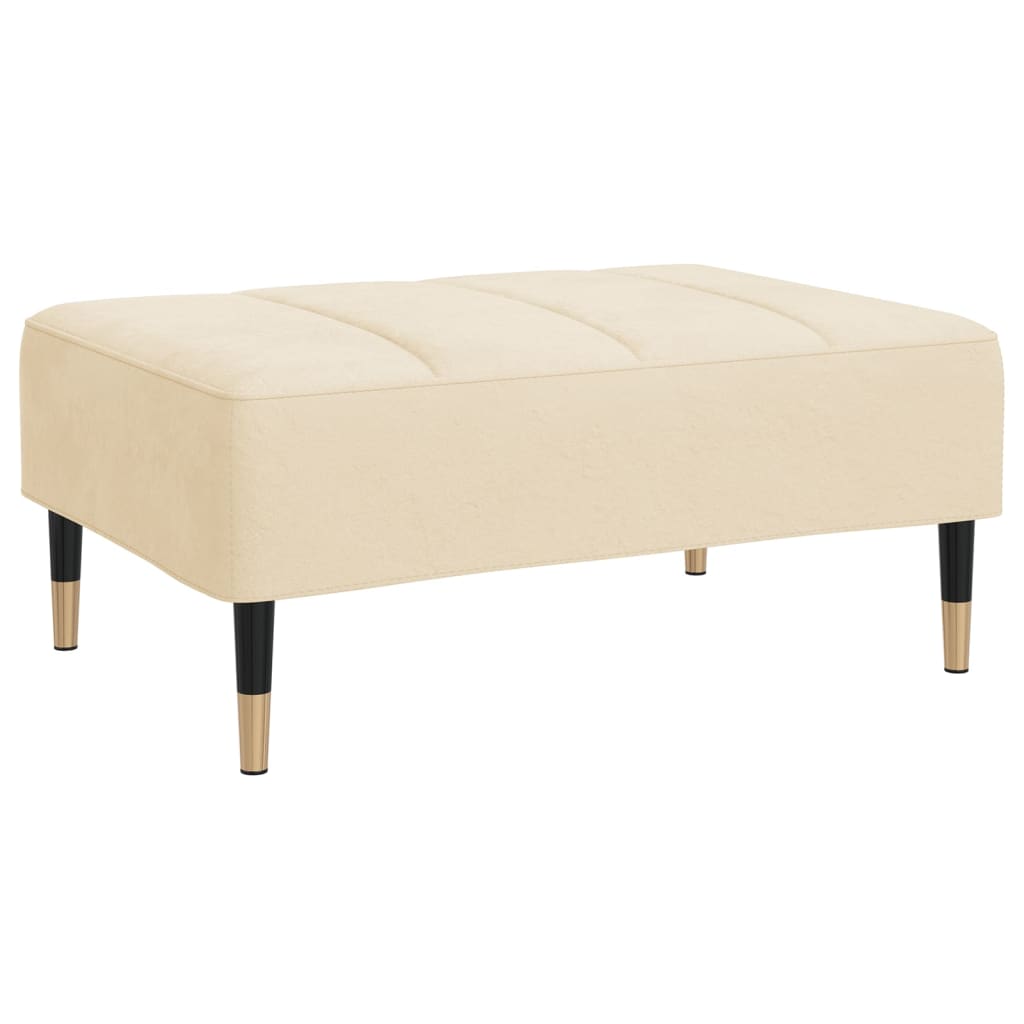 Sofá-cama de 2 lugares com banco/2 almofadões veludo cor creme