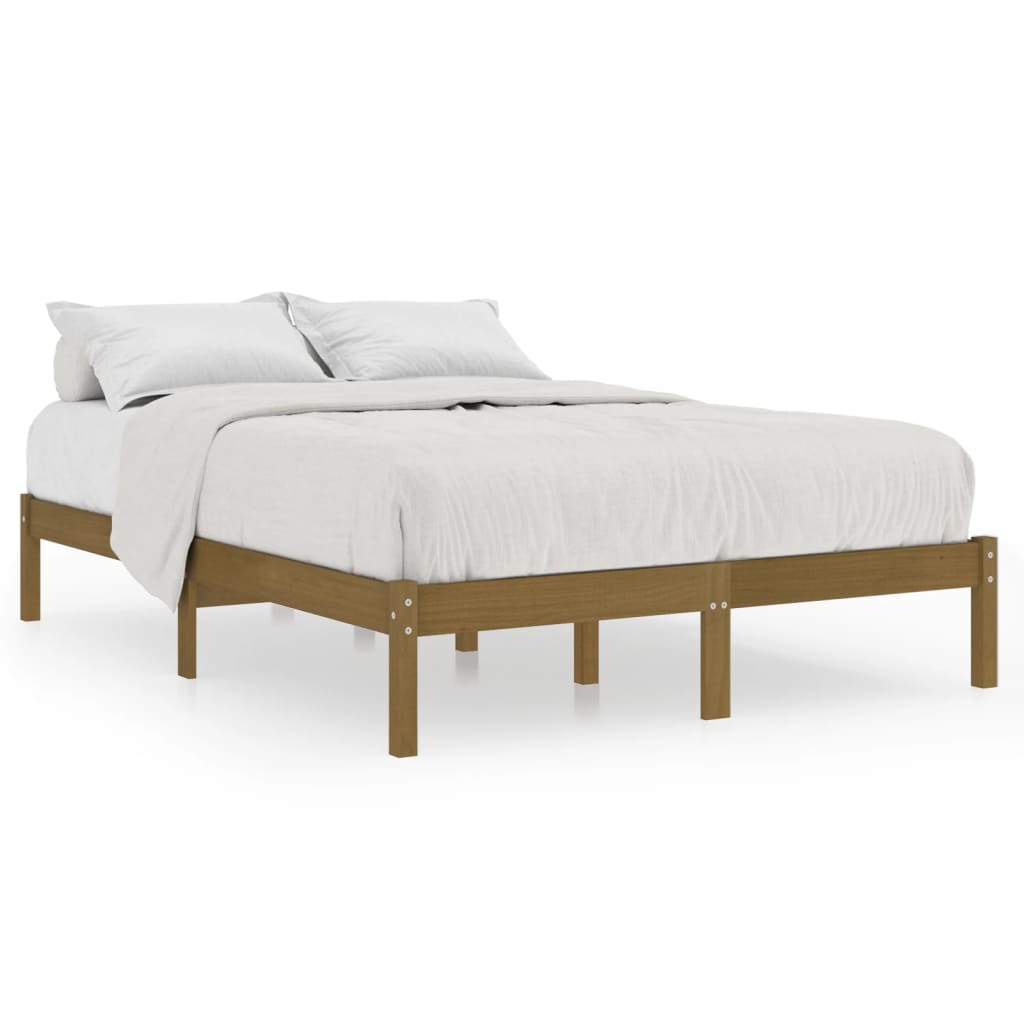 Estrutura de cama 140x190 cm pinho maciço castanho mel