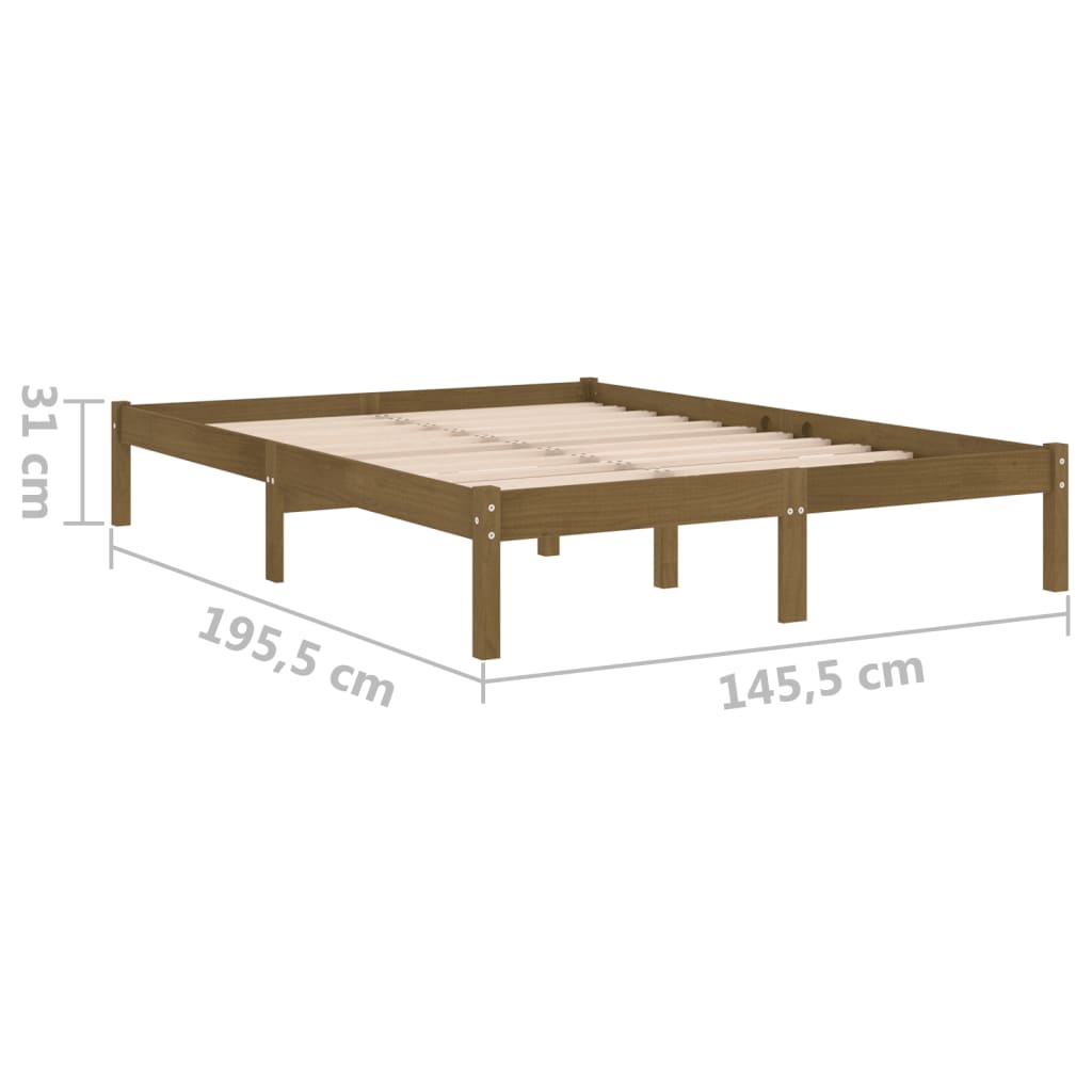 Estrutura de cama 140x190 cm pinho maciço castanho mel