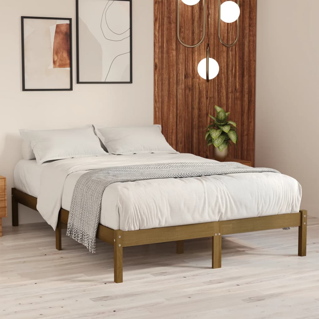 Estrutura de cama super king 180x200 cm madeira castanho-mel