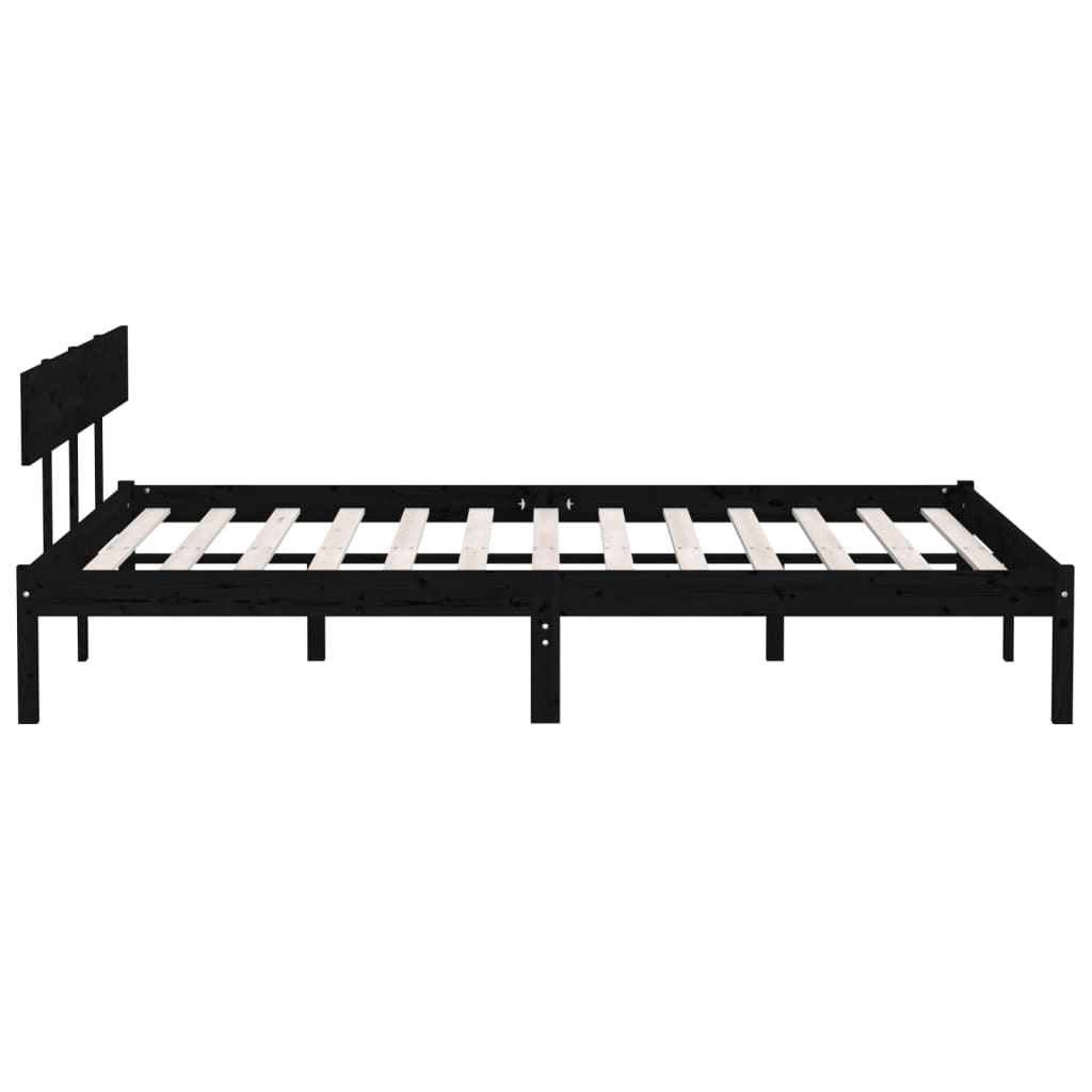 Estrutura de cama 200x200 cm pinho maciço preto