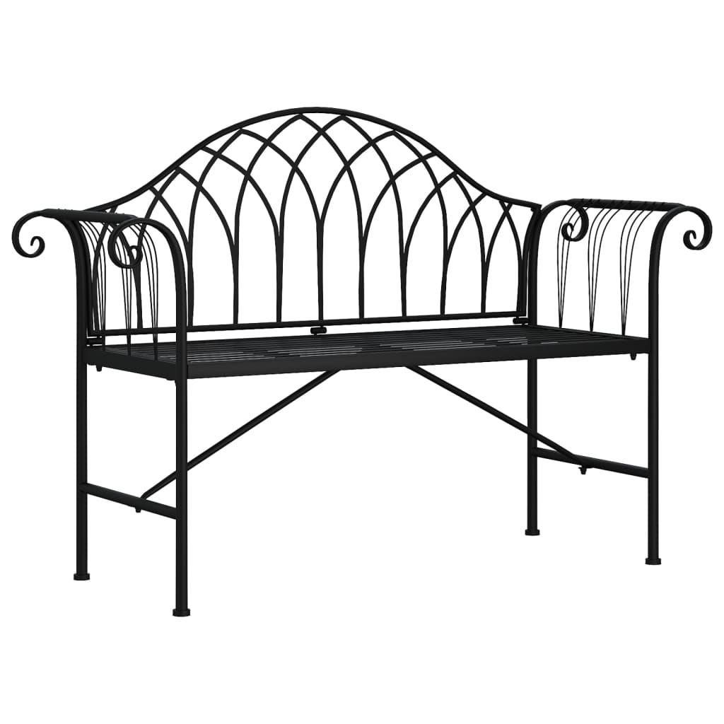 Banco de jardim de 2 lugares 128 cm aço preto