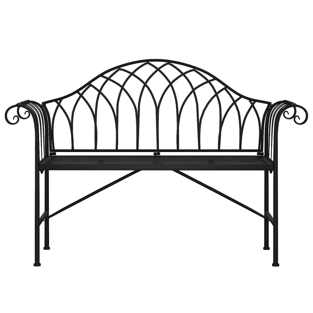 Banco de jardim de 2 lugares 128 cm aço preto