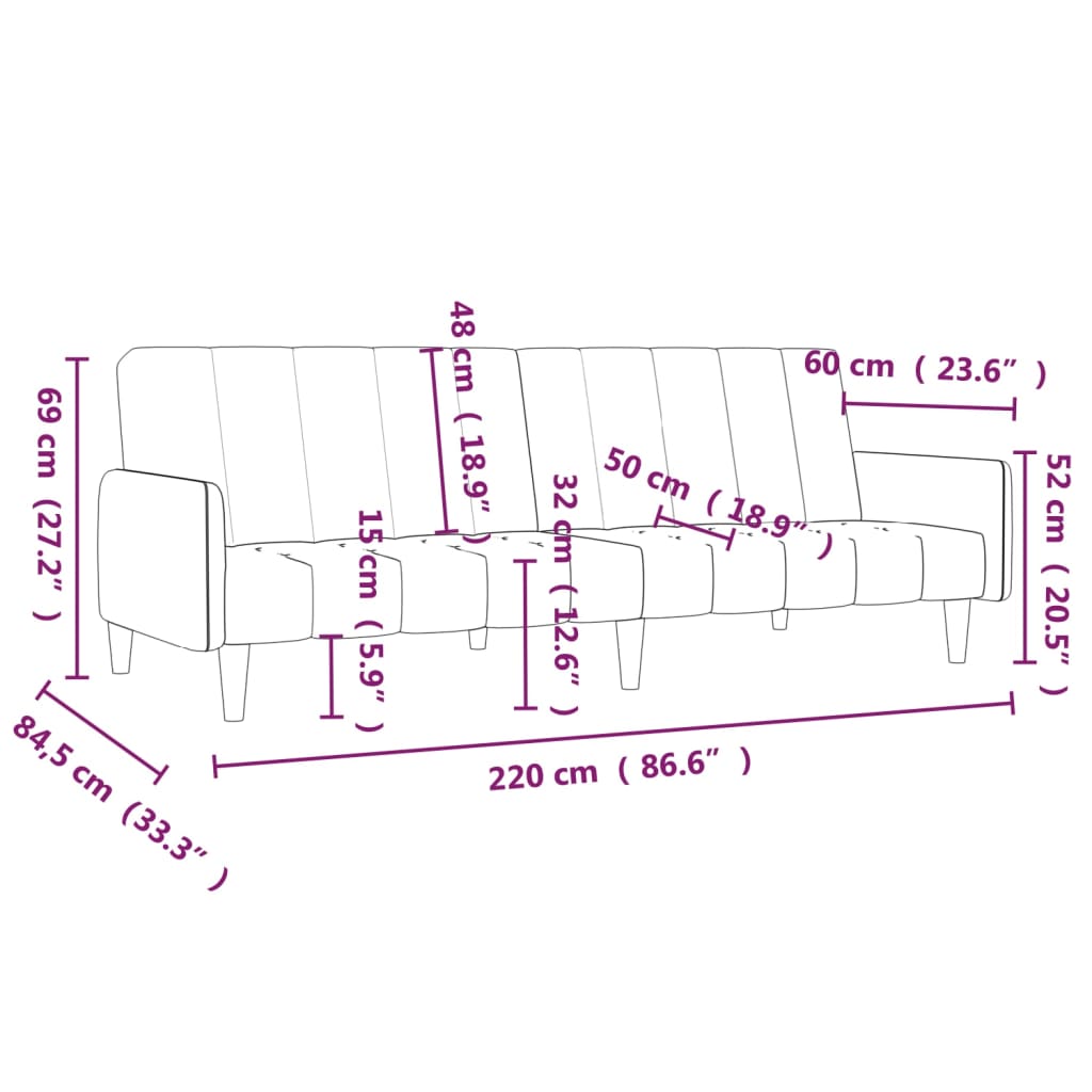 Sofá-cama de 2 lugares tecido microfibra cinzento-escuro