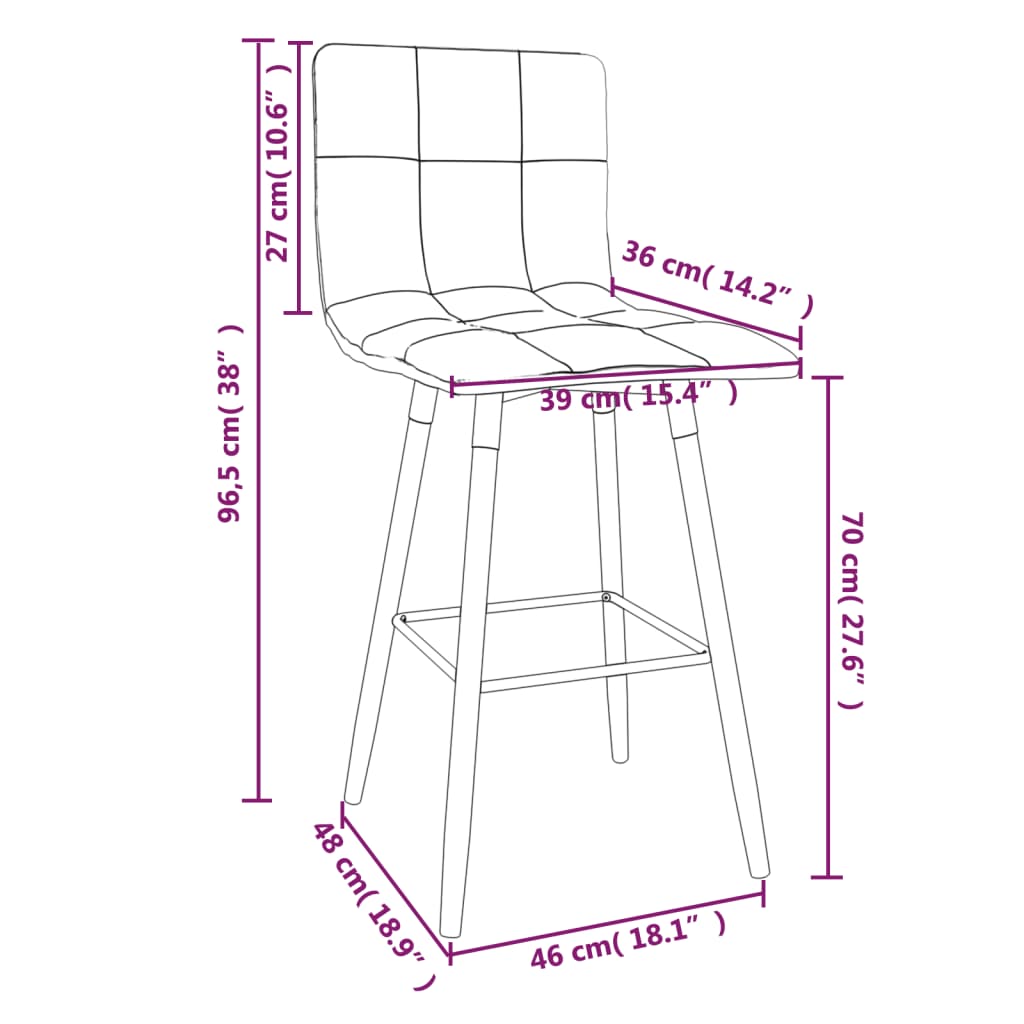 Bancos de bar 2 pcs tecido cinzento-escuro