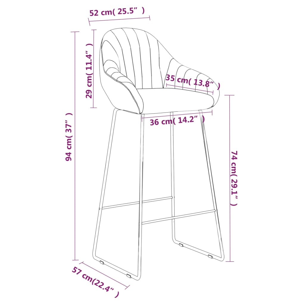 Bancos de bar 2 pcs veludo castanho