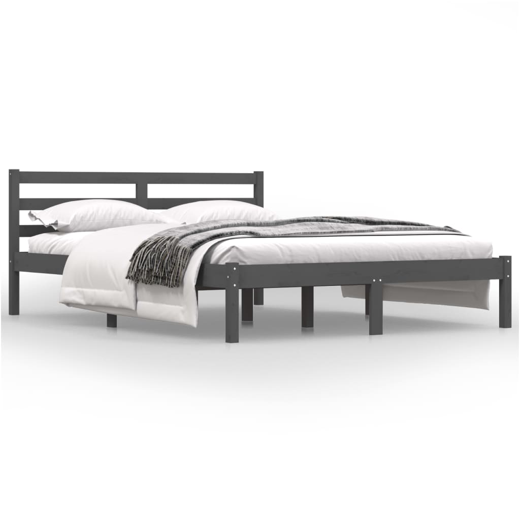 Estrutura de cama pequena casal 120x190 cm pinho maciço cinza