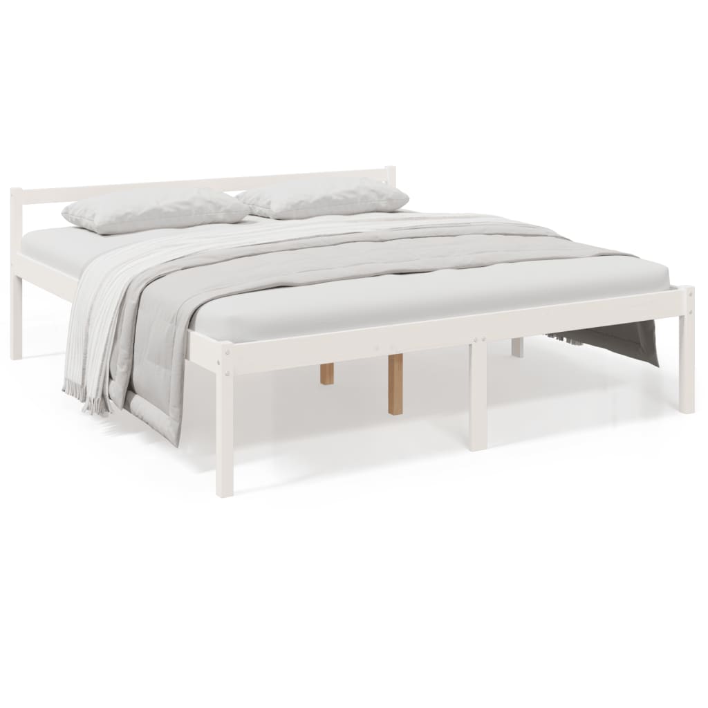 Cama para idosos 200x200 cm pinho maciço branco