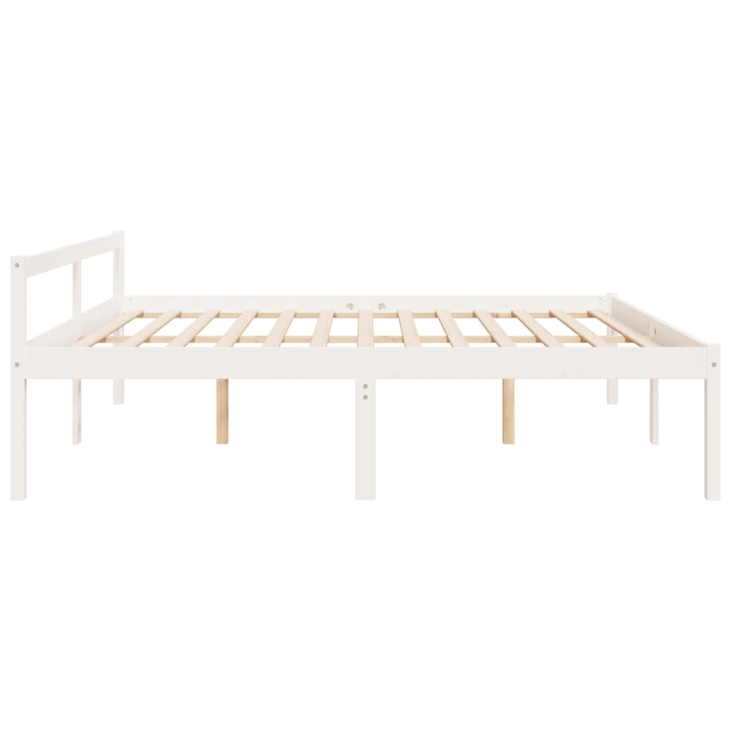 Cama para idosos 200x200 cm pinho maciço branco