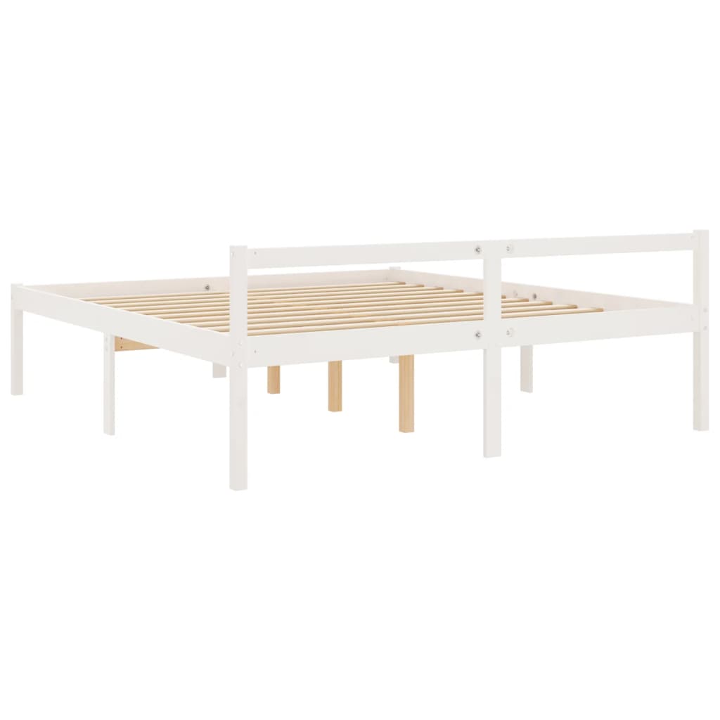 Cama para idosos 200x200 cm pinho maciço branco