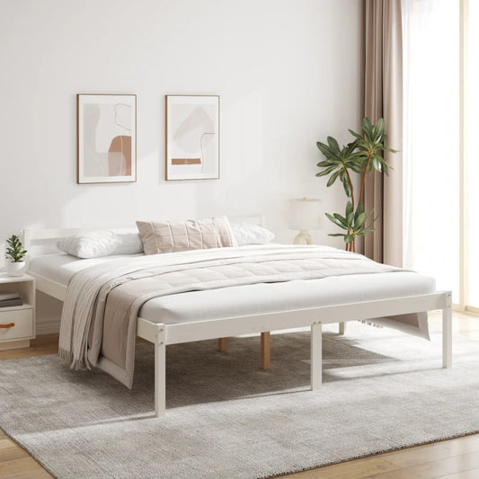 Cama para idosos 200x200 cm pinho maciço branco