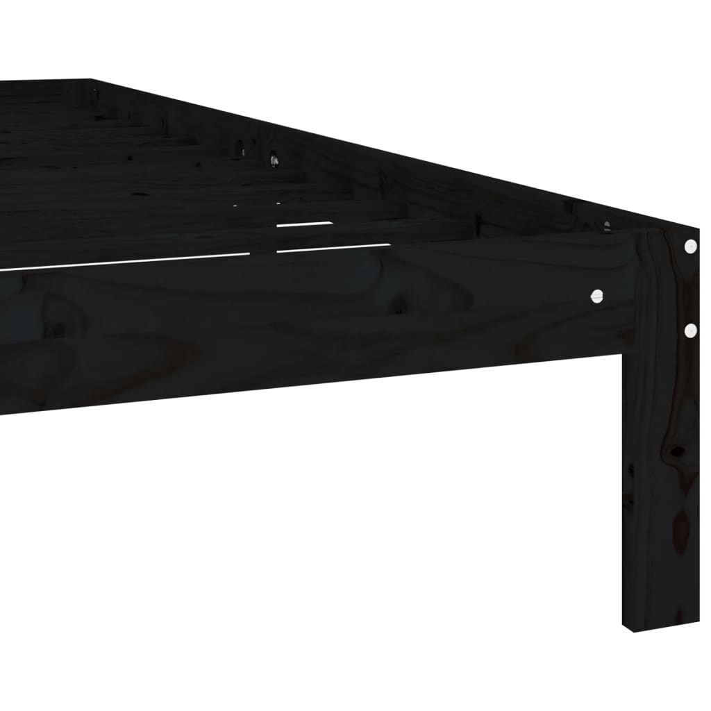 Estrutura de cama 140x200 cm pinho maciço preto