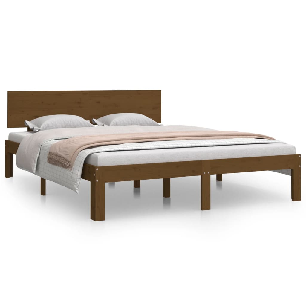 Estrutura de cama 140x190 cm pinho maciço castanho-mel