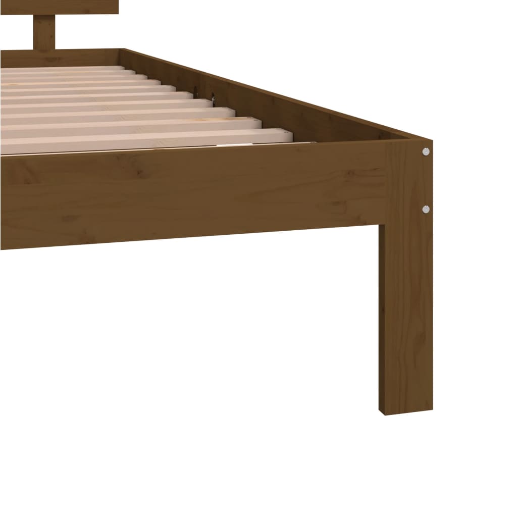 Estrutura de cama 140x190 cm pinho maciço castanho-mel