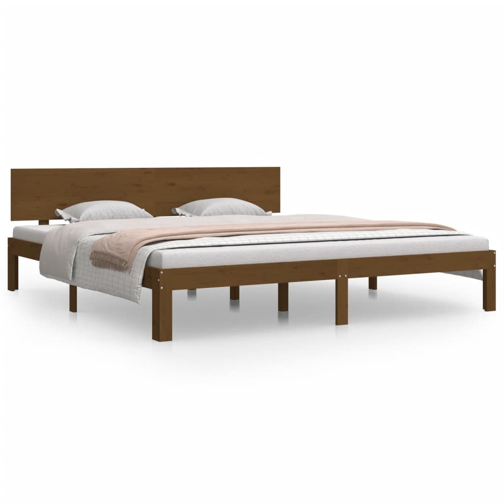 Estrutura de cama super king 180x200 cm madeira castanho-mel