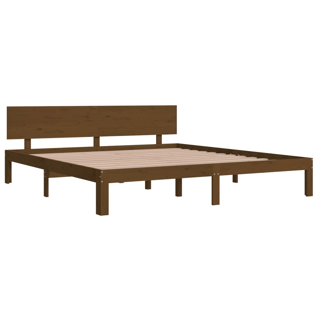 Estrutura de cama super king 180x200 cm madeira castanho-mel