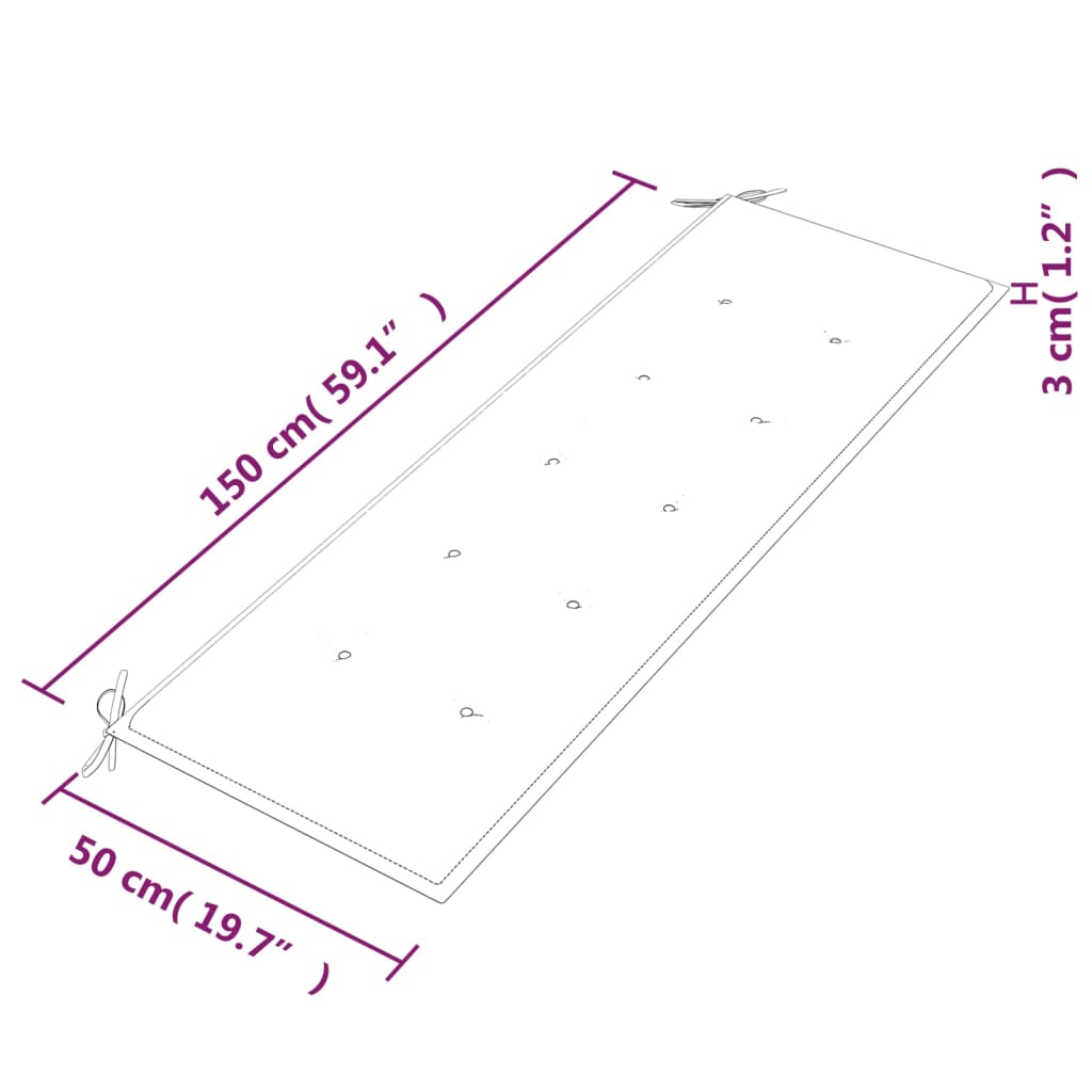 Banco Batavia c/ almofadão padrão de folhas 150 cm teca maciça