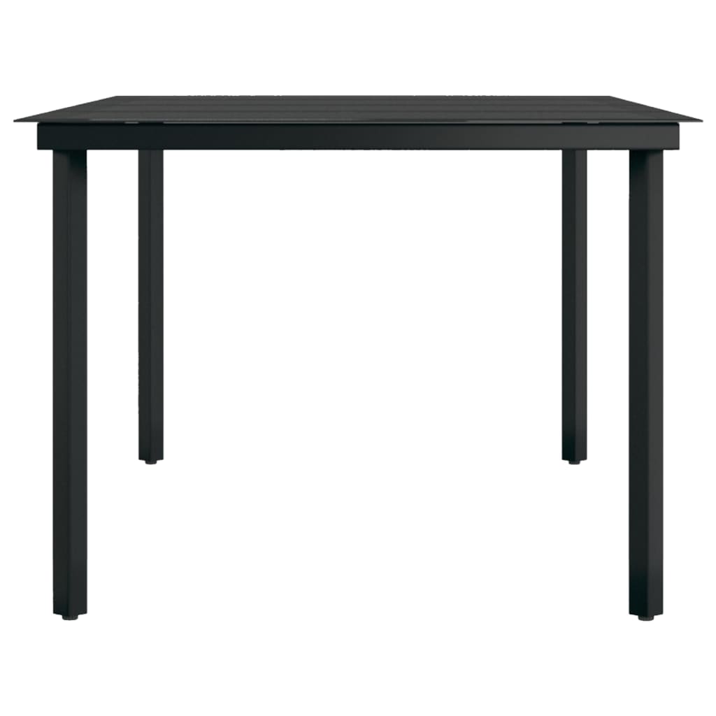 Mesa de jantar para jardim 200x100x74 cm aço e vidro preto