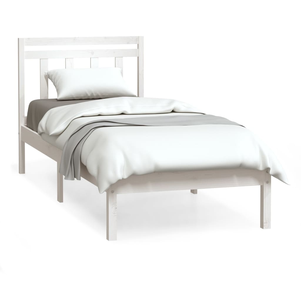 Estrutura de cama solteiro 90x190 cm madeira maciça branco