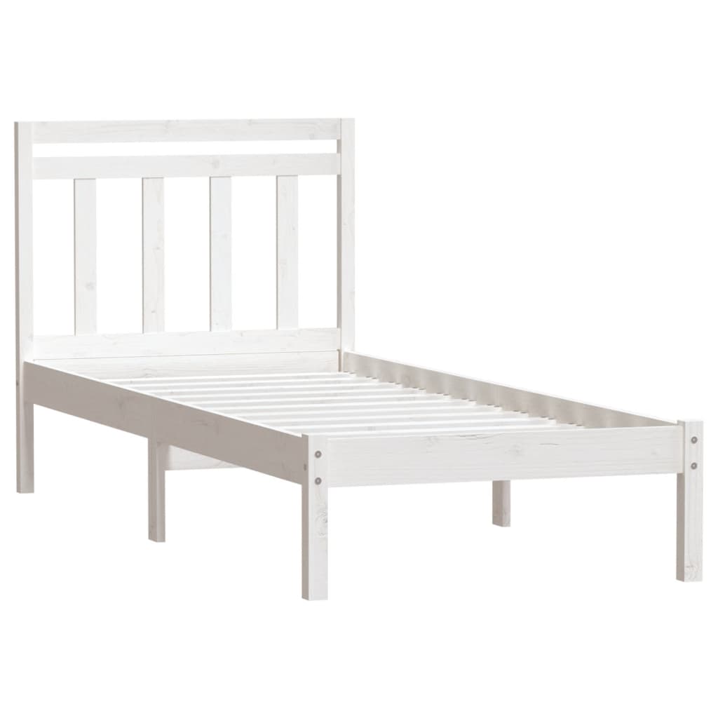 Estrutura de cama solteiro 90x190 cm madeira maciça branco