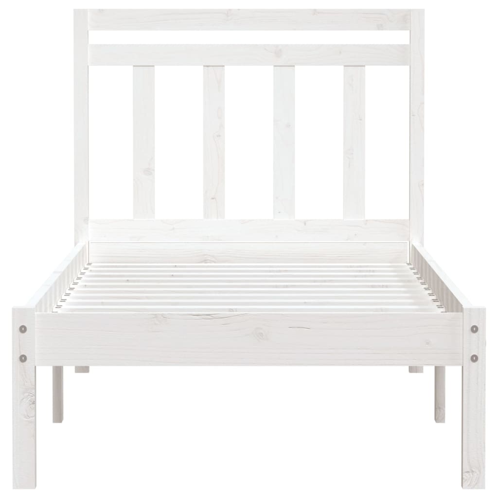 Estrutura de cama solteiro 90x190 cm madeira maciça branco