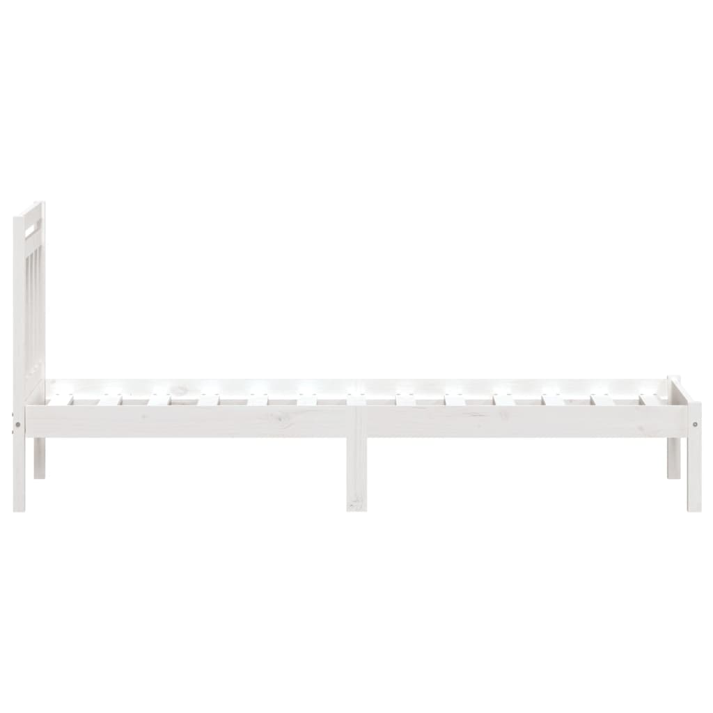 Estrutura de cama solteiro 90x190 cm madeira maciça branco