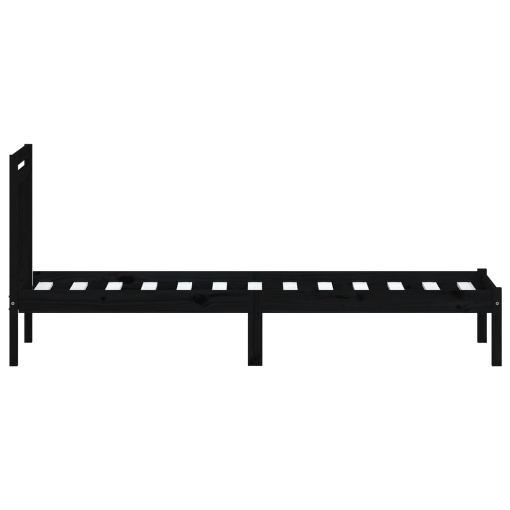 Estrutura de cama solteiro 90x190 cm madeira maciça preto