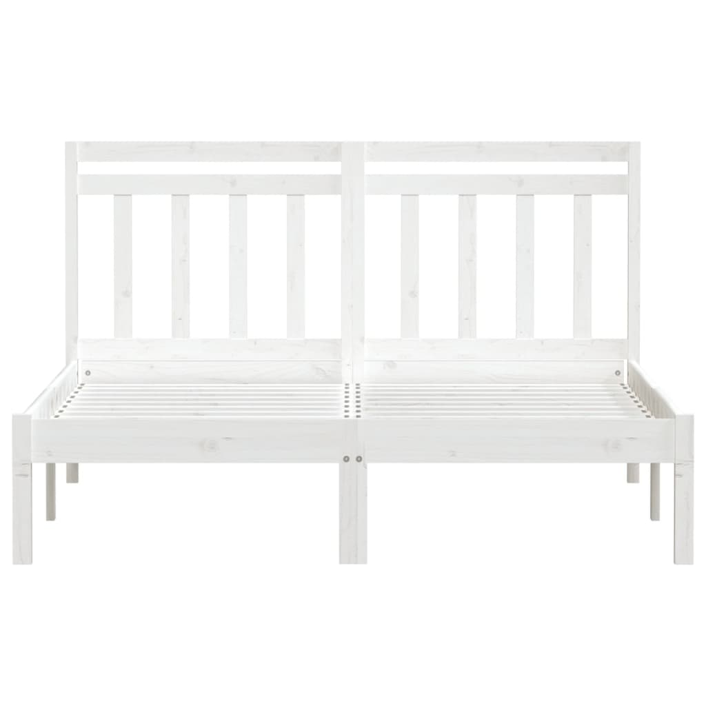 Estrutura de cama casal 135x190 cm madeira maciça branco