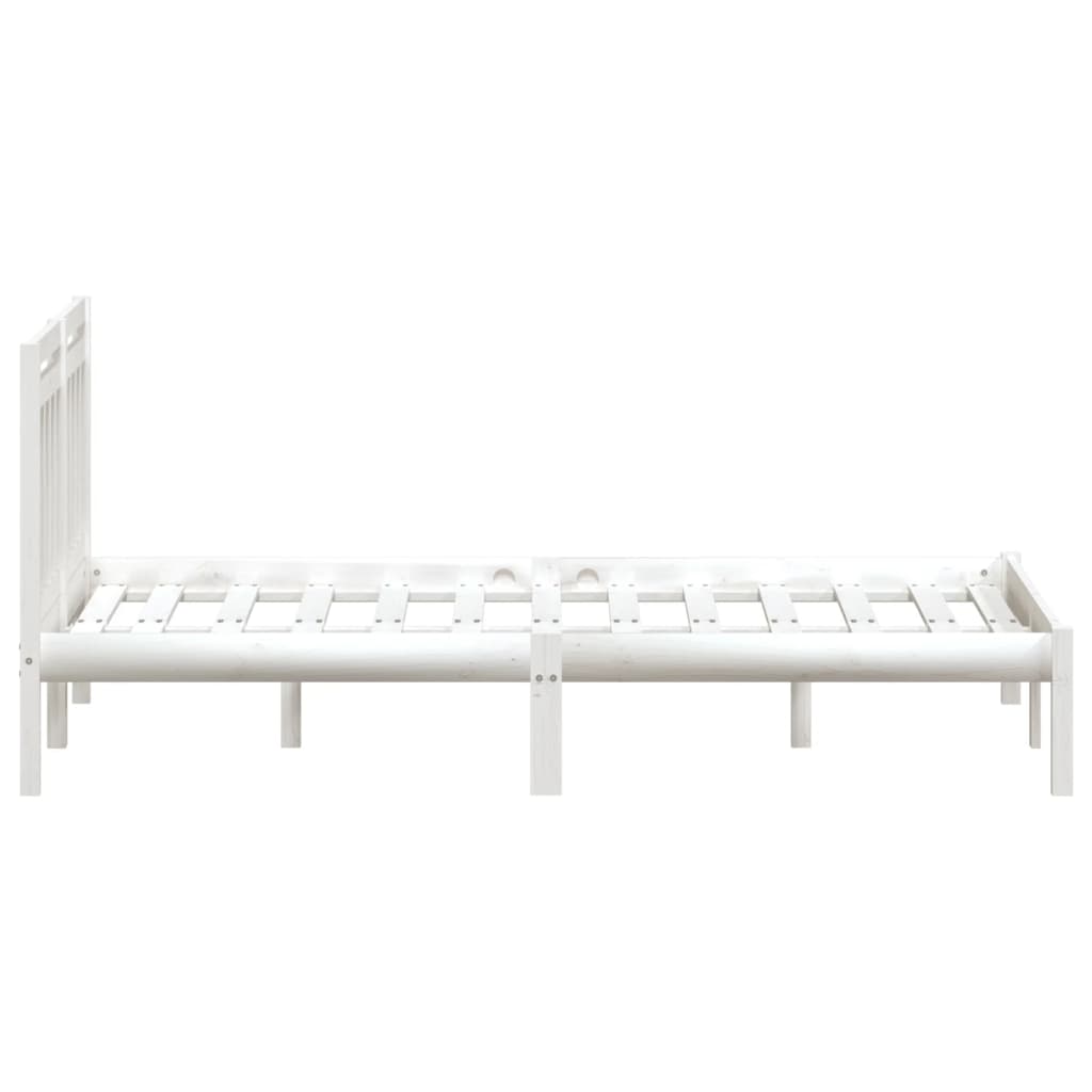 Estrutura de cama casal 135x190 cm madeira maciça branco