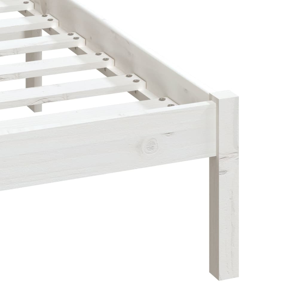 Estrutura de cama casal 135x190 cm madeira maciça branco