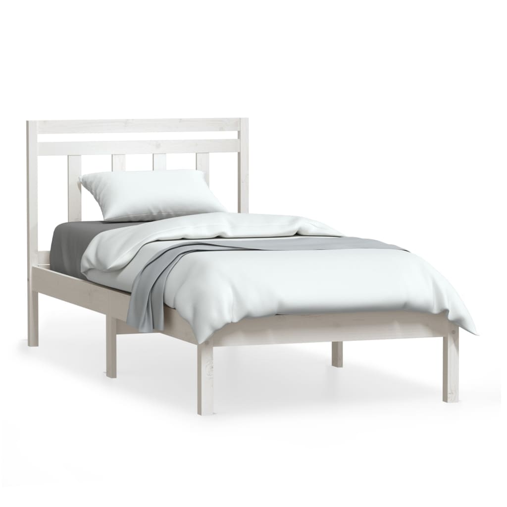 Estrutura de cama 90x200 cm pinho maciço branco