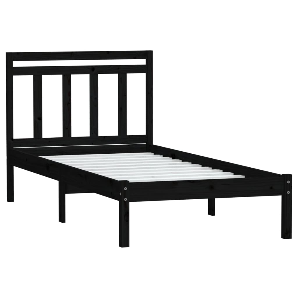 Estrutura de cama 90x200 cm madeira de pinho maciça preto