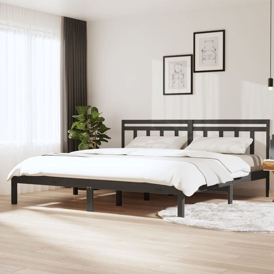 Estrutura de cama super king 180x200 cm madeira maciça cinza