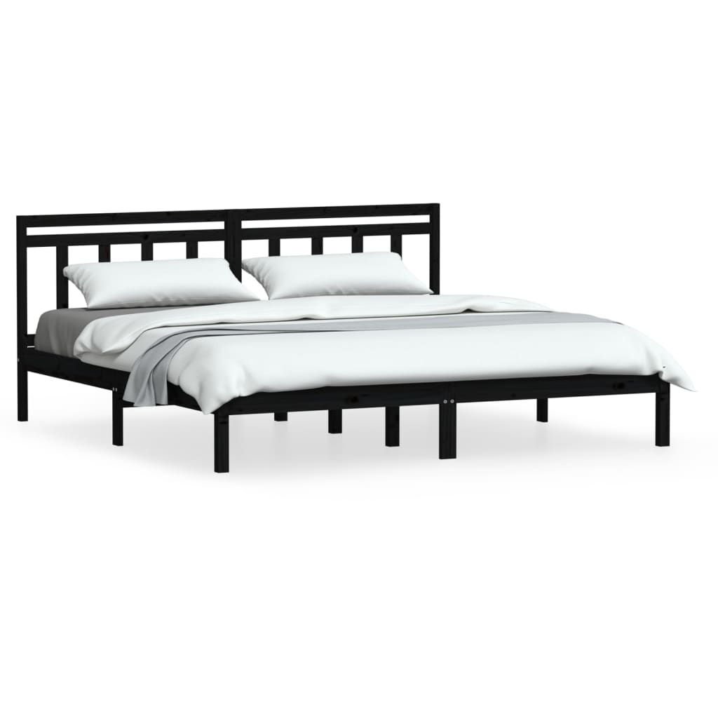 Estrutura de cama super king 180x200 cm madeira maciça preto