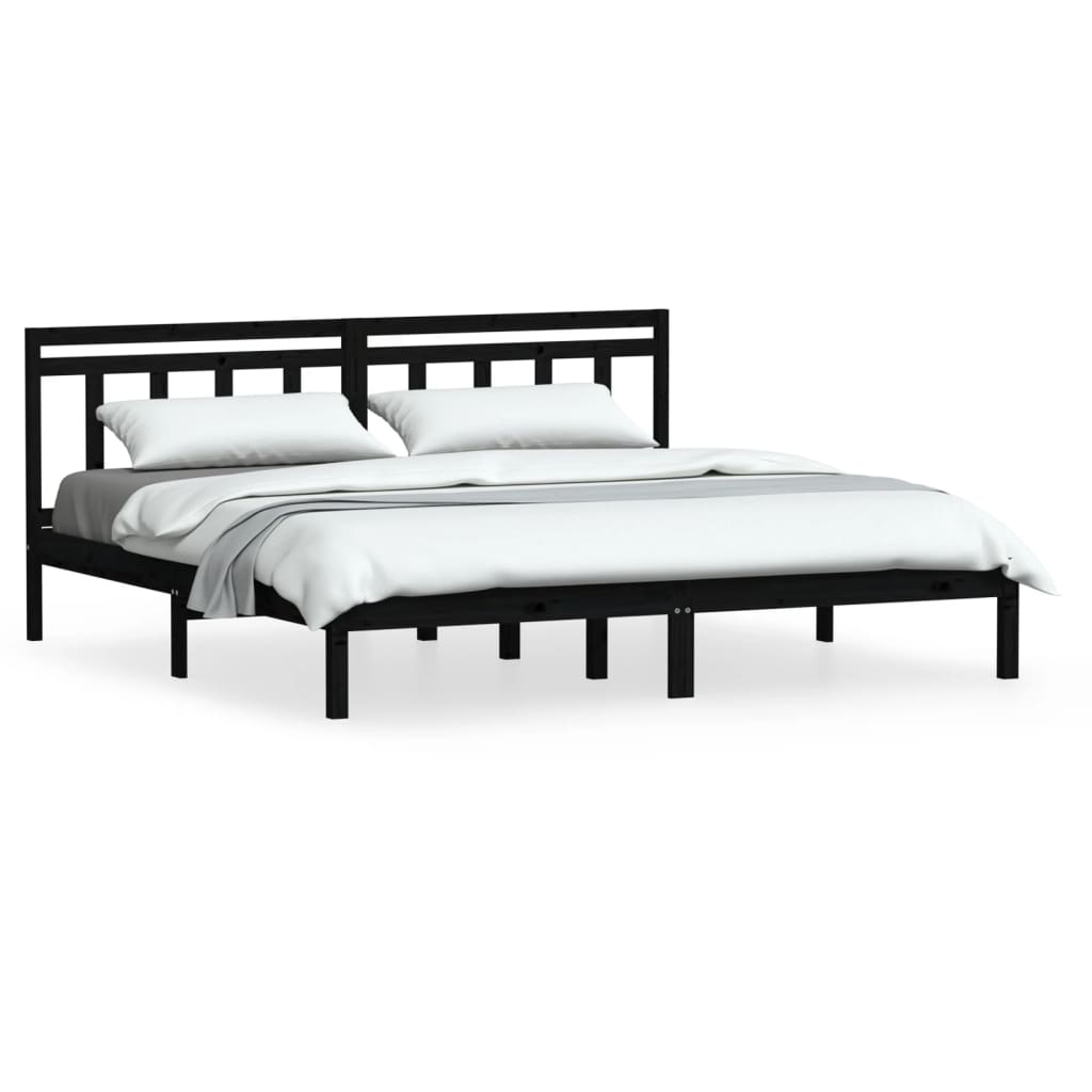 Estrutura de cama 200x200 cm pinho maciço preto