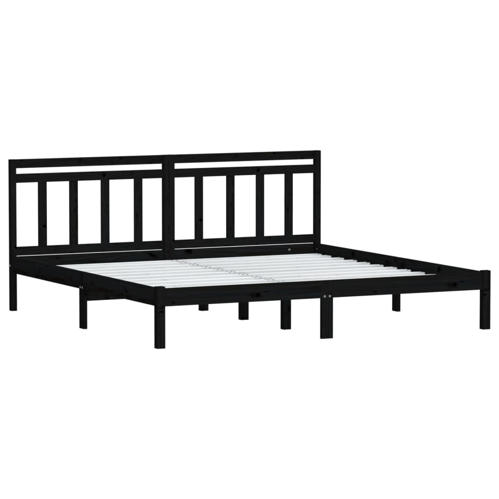 Estrutura de cama 200x200 cm pinho maciço preto