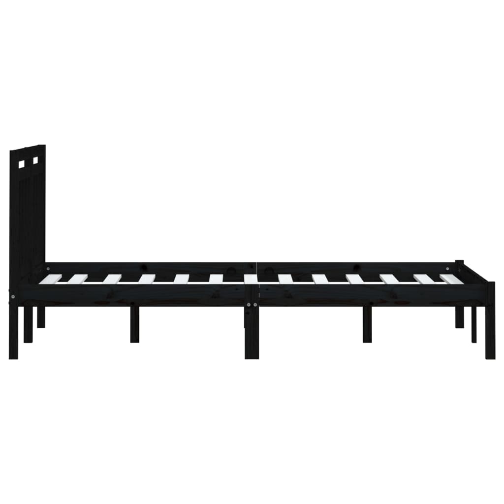 Estrutura de cama 200x200 cm pinho maciço preto