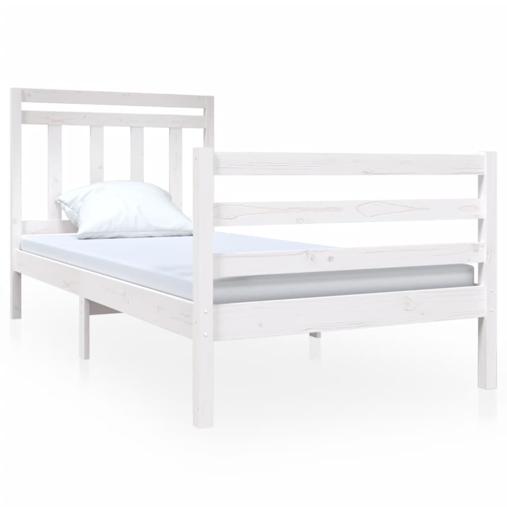 Estrutura de cama solteiro 90x190 cm madeira maciça branco