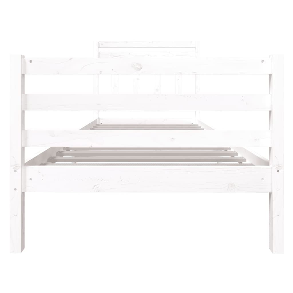 Estrutura de cama solteiro 90x190 cm madeira maciça branco