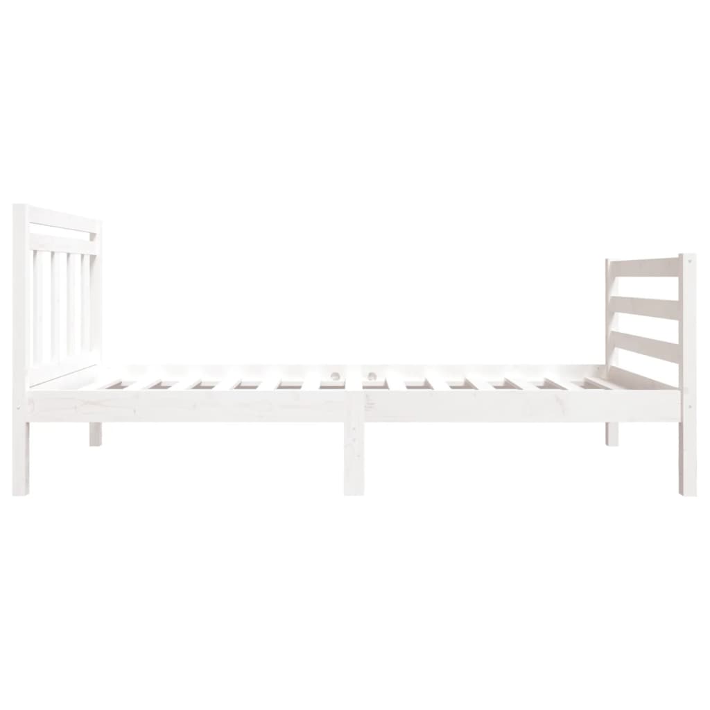 Estrutura de cama solteiro 90x190 cm madeira maciça branco