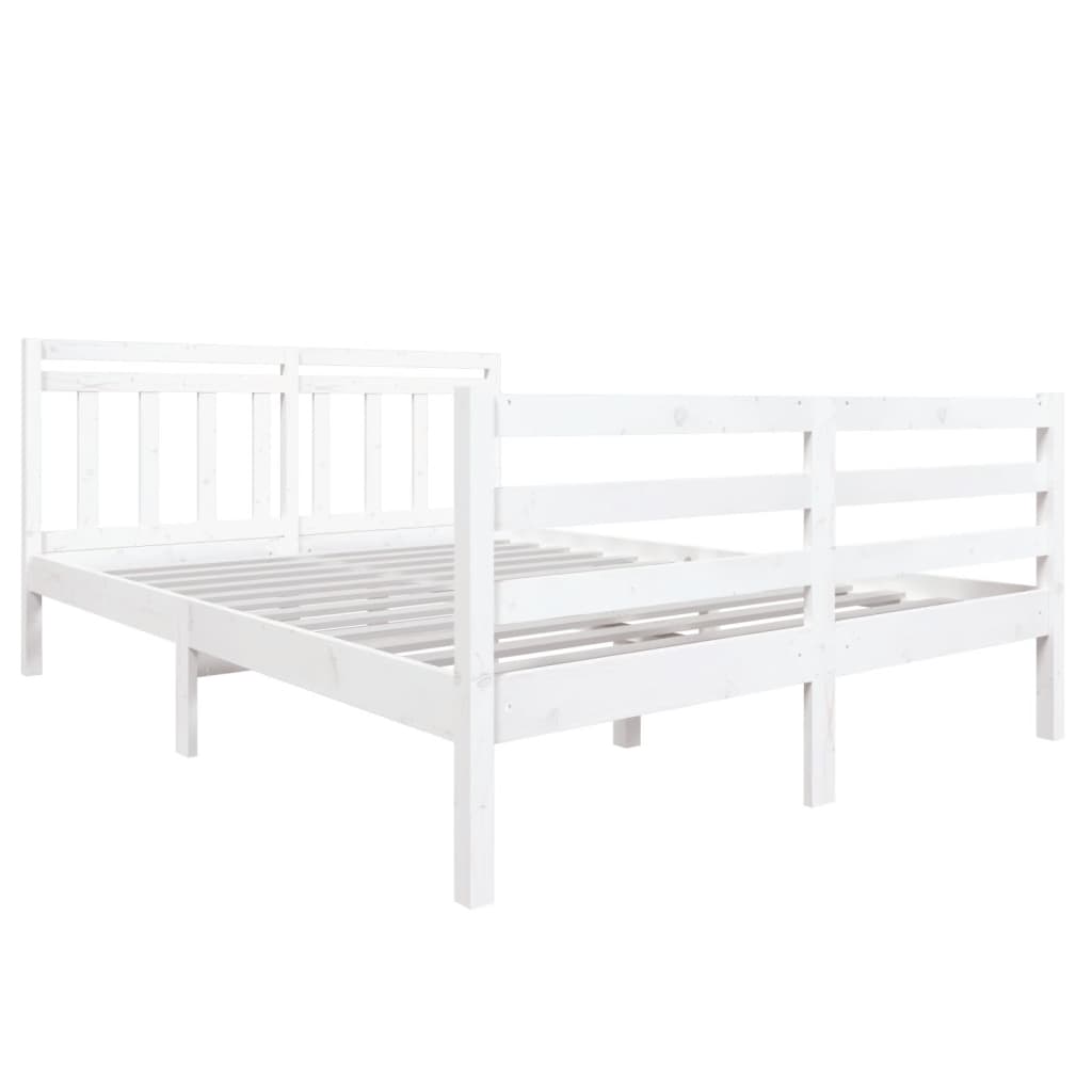 Estrutura de cama casal 135x190 cm madeira maciça branco