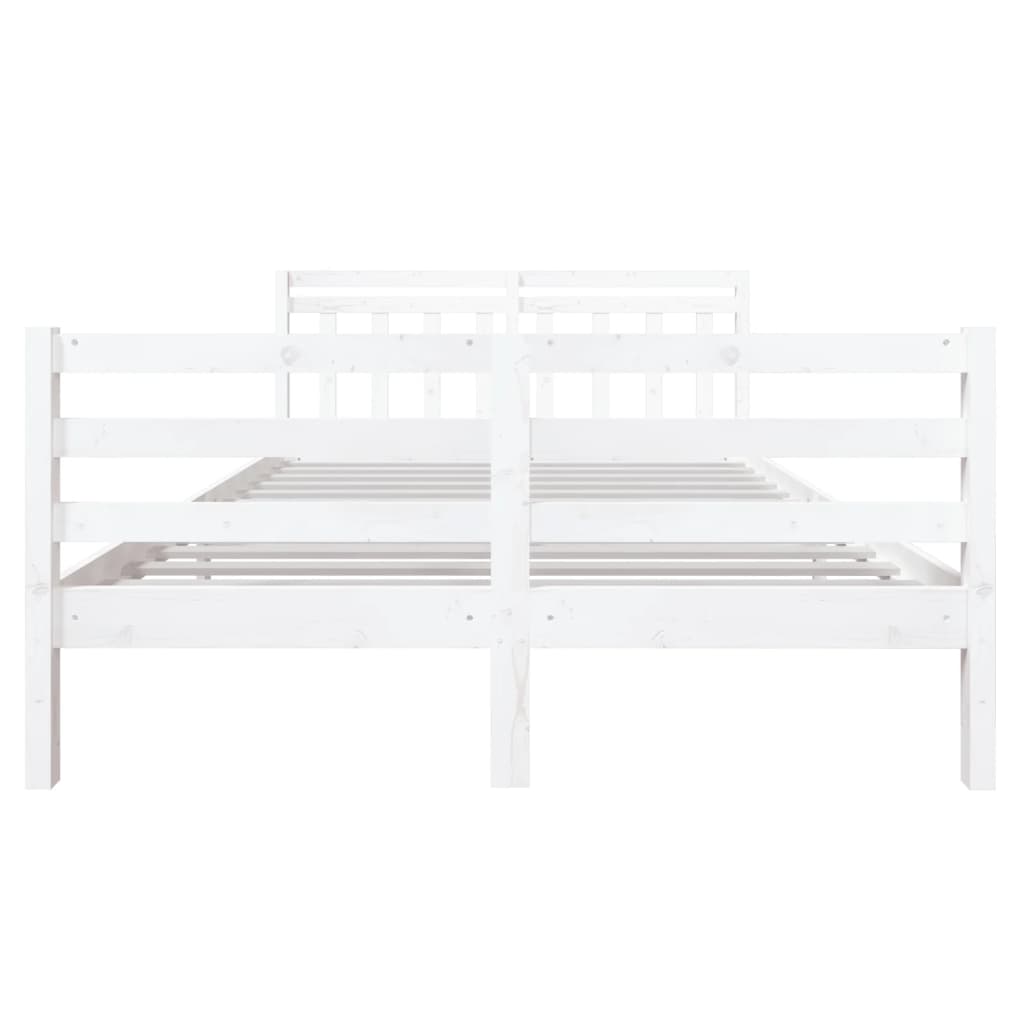 Estrutura de cama casal 135x190 cm madeira maciça branco